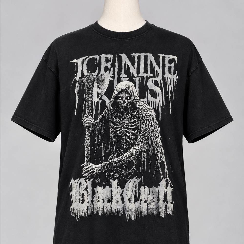 Ice Nine Kills x Blackcraft Cult Decayed Reaper Tee - Size M - EUC